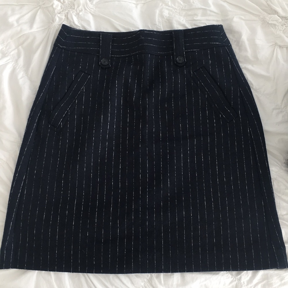 LOFT Navy Pinstripe Skirt